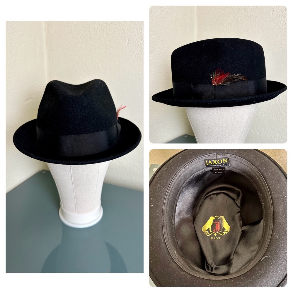 Jaxon Hats Blues Crushable Wool Felt Trilby Fedora Hat Black XL
